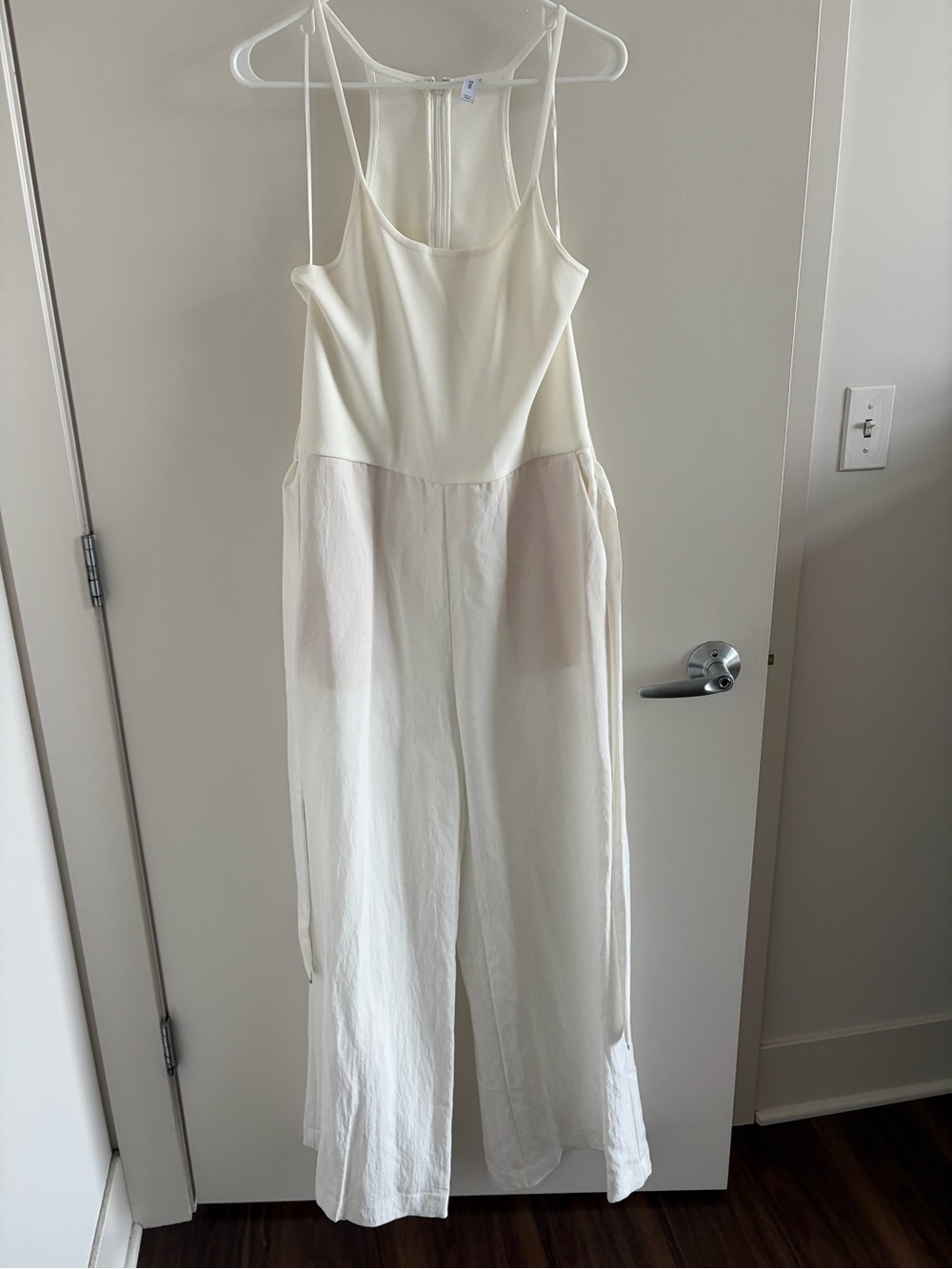 Mango Ivory Sleeveless Wide-Leg Jumpsuit